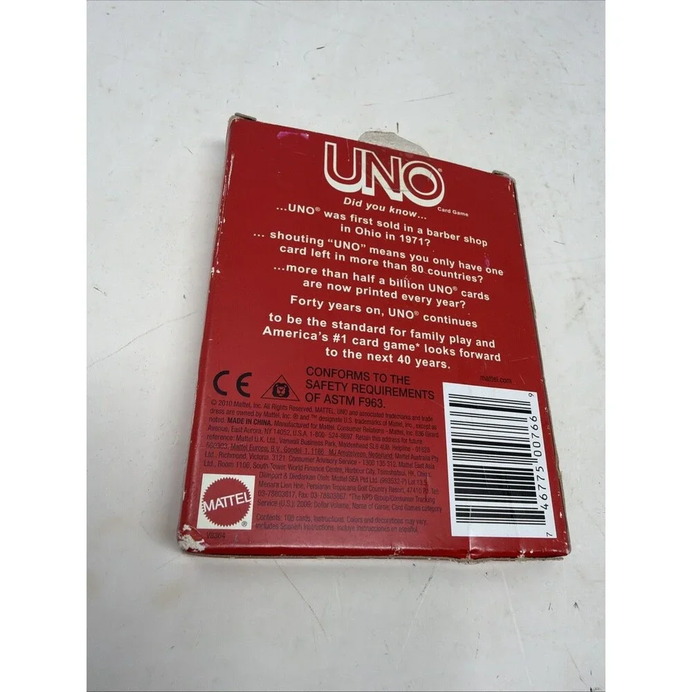 UNO 40th Anniversary 2010 Edition Mattel 108 Cards RETRO Card Game New